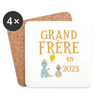 Enfant grand frère en 2023 annonce grossesse - Dessous de verre (lot de 4) - blanc - Devant