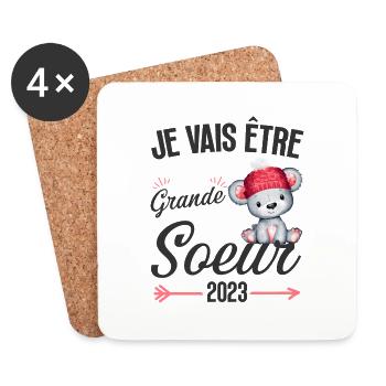 Enfant future grande soeur annonce grossesse - Dessous de verre (lot de 4) - blanc - Devant