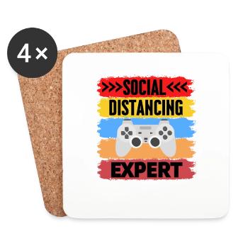 Expert en distanciation sociale chemise de jeu amusante - Dessous de verre (lot de 4) - blanc - Devant