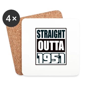 Straight Outta 1951 Anniversaire 1951 Naissance 1951 - Dessous de verre (lot de 4) - blanc - Devant