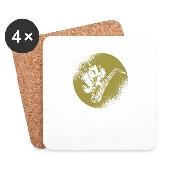 Music Retro Blues Play Saxophone-jazz - Coasters (set of 4) - white - Front