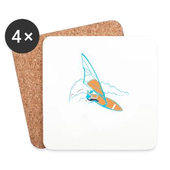La vie commence à 25 nœuds Planche à voile Windsurfer - Dessous de verre (lot de 4) - blanc - Devant