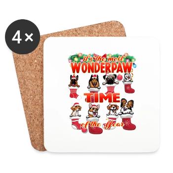 Wonderpaw Time of The Year - Funny Christmas Dogs - Coasters (set of 4) - white - Front