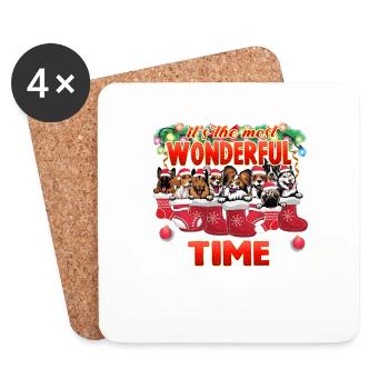 Chiens d’amour Toute race Noël Chiens mignons - Dessous de verre (lot de 4) - blanc - Devant