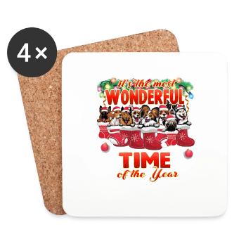 Cute Cuddly Dogs Decoration for Christmas - Coasters (set of 4) - white - Front