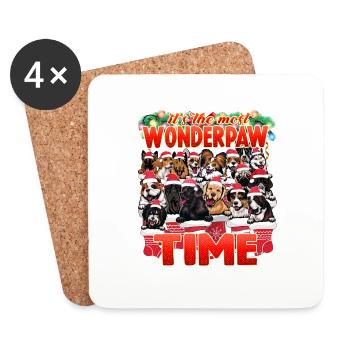 Wonderpaw Time - Mignons chiens câlins Noël - Dessous de verre (lot de 4) - blanc - Devant