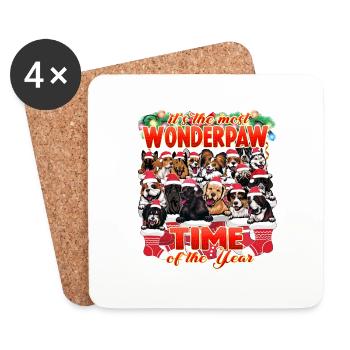 Drôle de chien Thème Noël - Wonderpaw Dogs Noël - Dessous de verre (lot de 4) - blanc - Devant