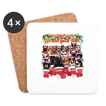 Mignon Chien Races Noël Amoureux des chiens - Dessous de verre (lot de 4) - blanc - Devant