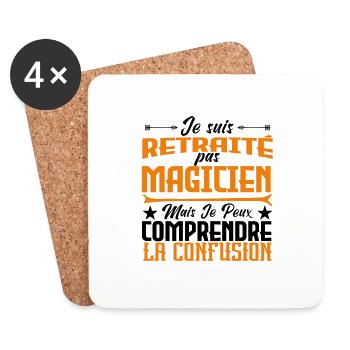je suis Retraité pas MAGICIEN. - Dessous de verre (lot de 4) - blanc - Devant