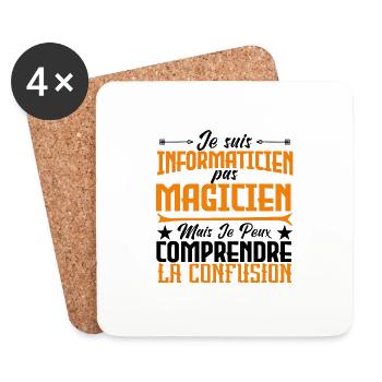 Je suis informaticien pas magicien. - Dessous de verre (lot de 4) - blanc - Devant