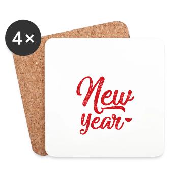 1 Vive la nouvelle année - Dessous de verre (lot de 4) - blanc - Devant