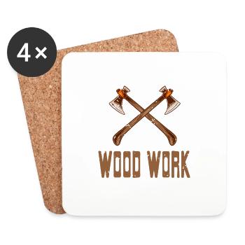 Cool Awesome Wood Work Retro Wood Worker Designs - Dessous de verre (lot de 4) - blanc - Devant