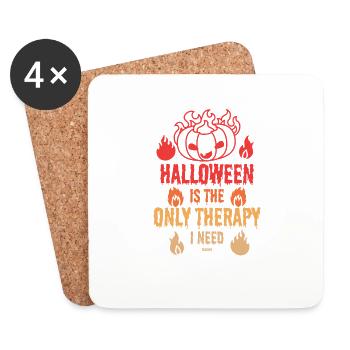 Halloween est la seule thérapie dont j’ai besoin - Dessous de verre (lot de 4) - blanc - Devant