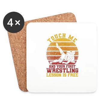 Wrestler Touch Me et votre première leçon de lutte - Dessous de verre (lot de 4) - blanc - Devant