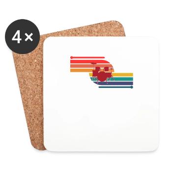 Retro Drummer Player Percussion Drumming Drummer - Coasters (set of 4) - white - Front