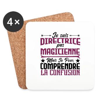 je suis Directrice pas magicien - Dessous de verre (lot de 4) - blanc - Devant