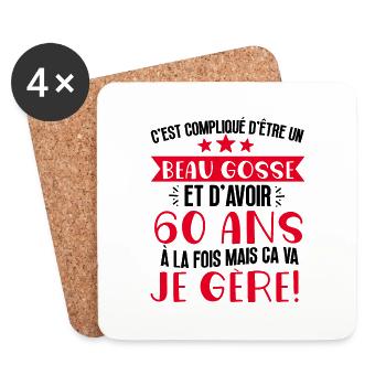 Beau gosse de 60 ans je gère cadeau anniversaire - Dessous de verre (lot de 4) - blanc - Devant