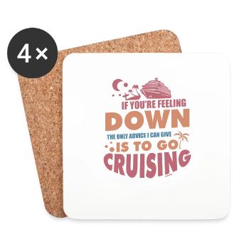 Motivation gute Laune Kreuzfahrt Schiff Geschenk - Untersetzer (4er-Set) - Weiß - Vorne