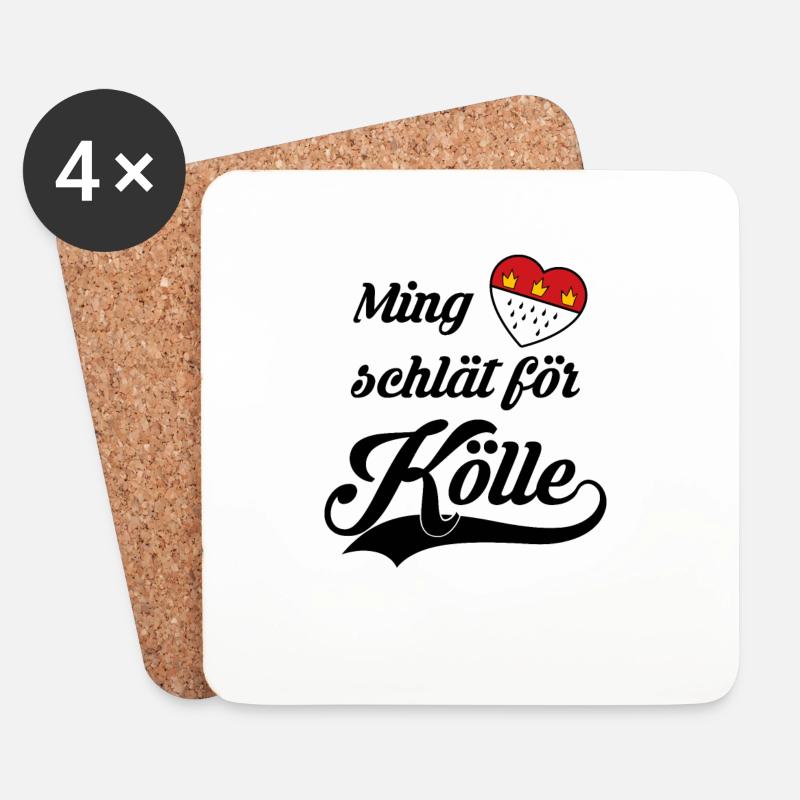 Ming Hätz schlät för Kölle - Wappen - Untersetzer (4er-Set) - Weiß