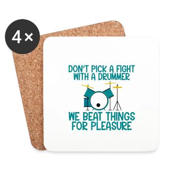 Don't Pick A Fight With A Drummer - Coasters (set of 4) - white - Front
