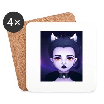 Goth Anime Vaporwave Diable Mignon Et Effrayant - Dessous de verre (lot de 4) - blanc - Devant