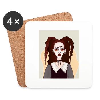 Cubisme Art Goth Girls Dans Le Cubiste - Dessous de verre (lot de 4) - blanc - Devant