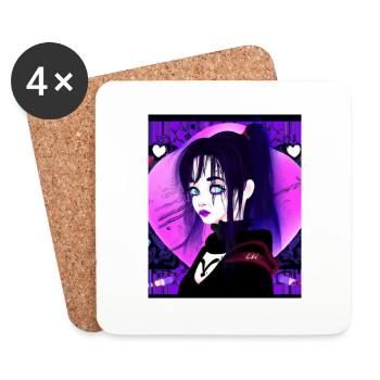 Goth Anime Vaporwave Niedlich Gruselig Goth Girl - Untersetzer (4er-Set) - Weiß - Vorne