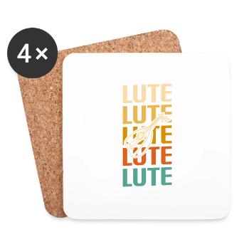 Instrument de luth classique rétro vintage - Dessous de verre (lot de 4) - blanc - Devant