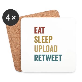 Eat Sleep Upload Retweet - Coasters (set of 4) - white - Front