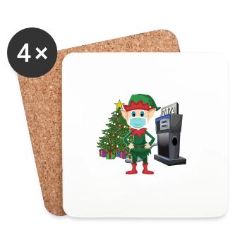 Elf with Mask Expensive Gas What the Elf - Coasters (set of 4) - white - Front
