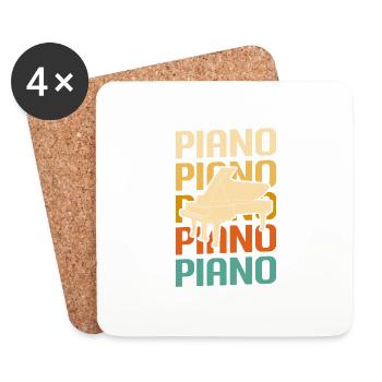 Retro Vintage Classic Piano Instrument Pianist - Coasters (set of 4) - white - Front