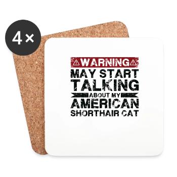 Talk about American Shorthair Cat - Coasters (set of 4) - white - Front