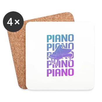 Retro Vintage Classic Piano Instrument Pianist - Coasters (set of 4) - white - Front