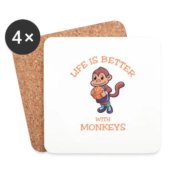 Life Is Better With Basketball Monkeys - Untersetzer (4er-Set) - Weiß - Vorne