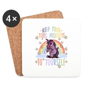 Einhorn Zombie Toxic Positivity Misanthropen - Untersetzer (4er-Set) - Weiß - Vorne