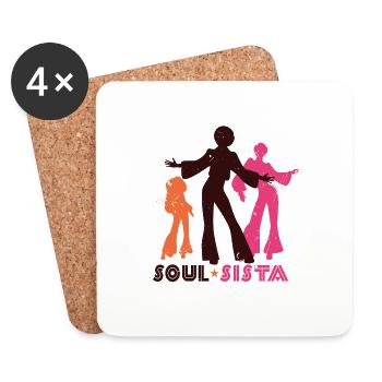 | de vêtements Funk Costume vintage des années 70 pour la musique soul - Dessous de verre (lot de 4) - blanc - Devant