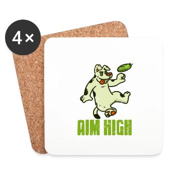 Aim High Retro Vintage Awesome Dog Training - Coasters (set of 4) - white - Front