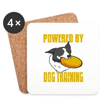 Powered By Dog Training Cool Retro Dog Designs - Coasters (set of 4) - white - Front