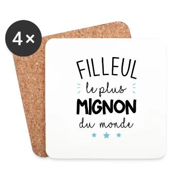 Filleul le plus mignon du monde - Dessous de verre (lot de 4) - blanc - Devant