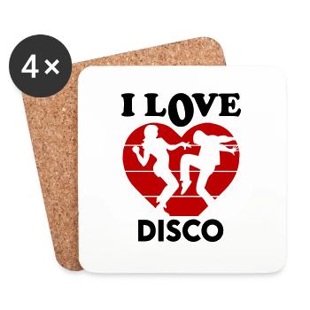 I Love Disco Ich liebe Disco Dancing Music Musik - Untersetzer (4er-Set) - Weiß - Vorne