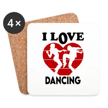 I Love Dancing Ich liebe tanzen Tanzschule - Untersetzer (4er-Set) - Weiß - Vorne