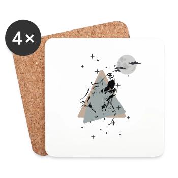 Wolf to the moon - Untersetzer (4er-Set) - Weiß - Vorne