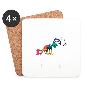 poulet pet cadeaux humour je ne pète pas je chuchote - Dessous de verre (lot de 4) - blanc - Devant
