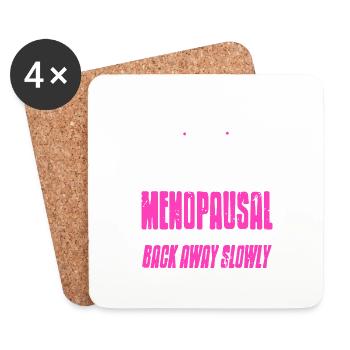 Menopausal Back Away Slowly Funny Retro T-Shirt - Untersetzer (4er-Set) - Weiß - Vorne
