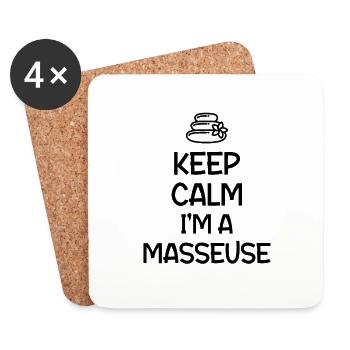 Massage , Masseur , Masseuse , Métier , Job - Dessous de verre (lot de 4) - blanc - Devant