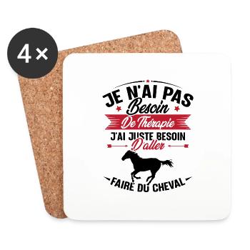 Cadeau cheval - Besoin d'aller faire du cheval - Dessous de verre (lot de 4) - blanc - Devant