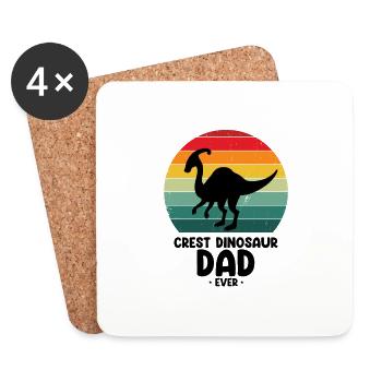 Motif de dinosaure pour les paléontologues - Dessous de verre (lot de 4) - blanc - Devant