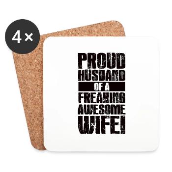 FEMME HEUREUSE VIE HEUREUSE Épouse Partenaire - Dessous de verre (lot de 4) - blanc - Devant