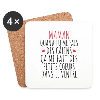 Maman , Fête des Mères , Bébé , Naissance , Baby - Dessous de verre (lot de 4) - blanc - Devant