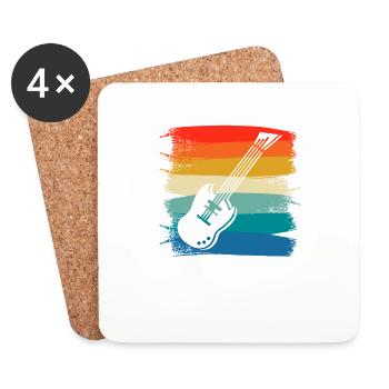 Retro Vintage Classic Bass Guitar Instrument Guita - Coasters (set of 4) - white - Front